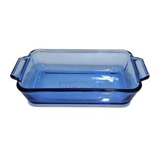 Anchor Hocking Cobalt Cake Pan 9x6" blue rectangular baker glass dish 1qt